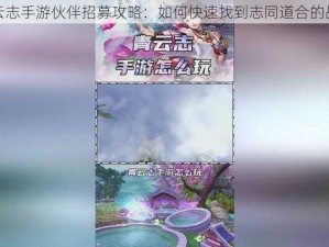 青云志手游伙伴招募攻略：如何快速找到志同道合的战友