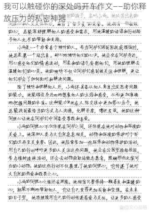 我可以触碰你的深处吗开车作文——助你释放压力的私密神器