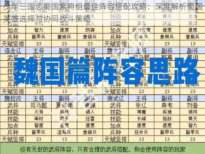 少年三国志蜀国紫将组最佳阵容搭配攻略：深度解析蜀国英雄选择与协同战斗策略