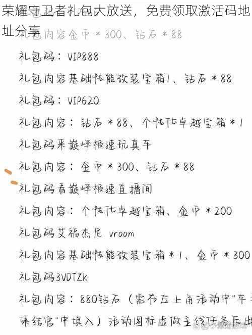 荣耀守卫者礼包大放送，免费领取激活码地址分享