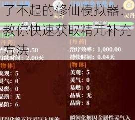 了不起的修仙模拟器：教你快速获取精元补充方法