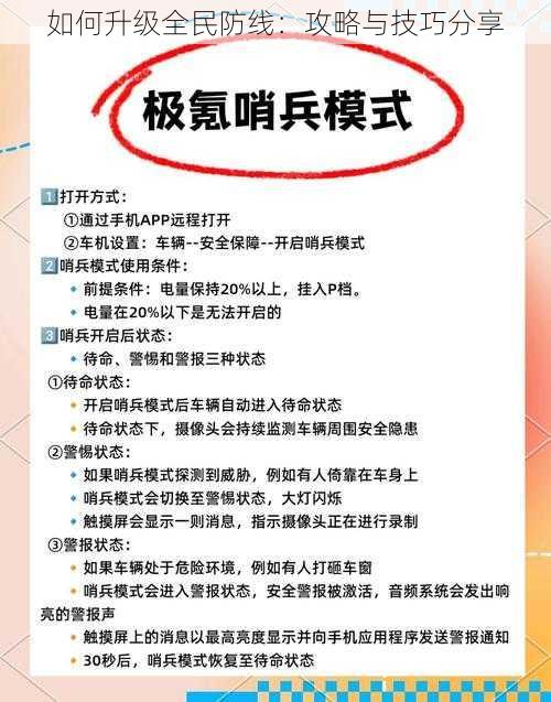 如何升级全民防线：攻略与技巧分享