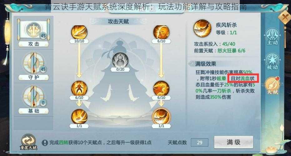 青云诀手游天赋系统深度解析：玩法功能详解与攻略指南