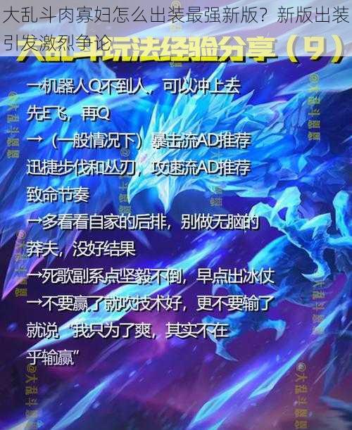 大乱斗肉寡妇怎么出装最强新版？新版出装引发激烈争论