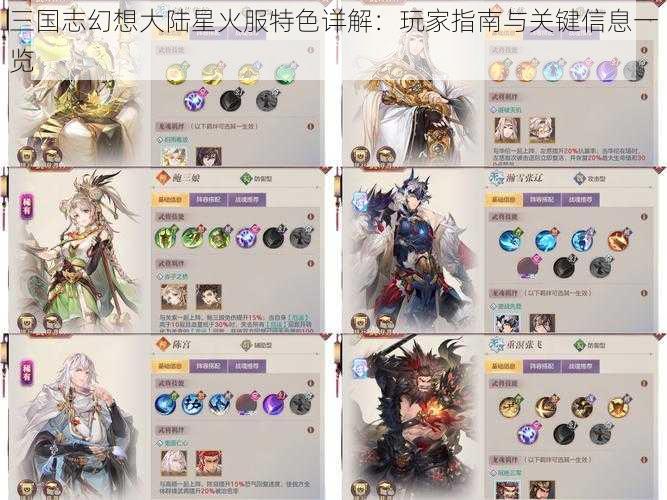 三国志幻想大陆星火服特色详解：玩家指南与关键信息一览