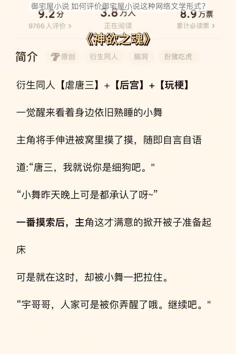 御宅屋小说 如何评价御宅屋小说这种网络文学形式？