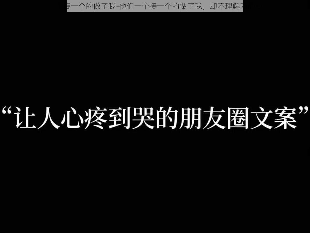 一个接一个的做了我-他们一个接一个的做了我，却不理解我的心