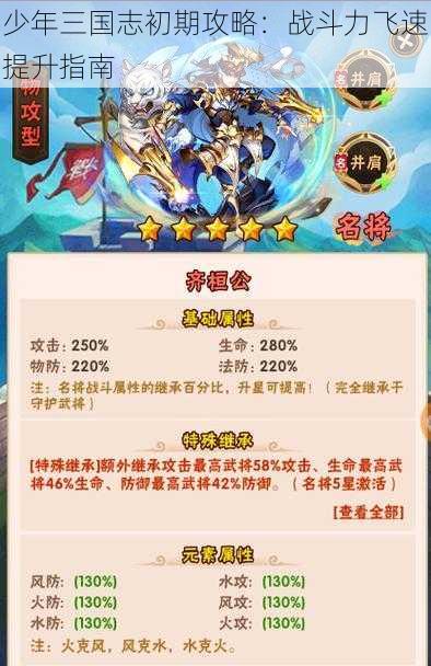 少年三国志初期攻略：战斗力飞速提升指南