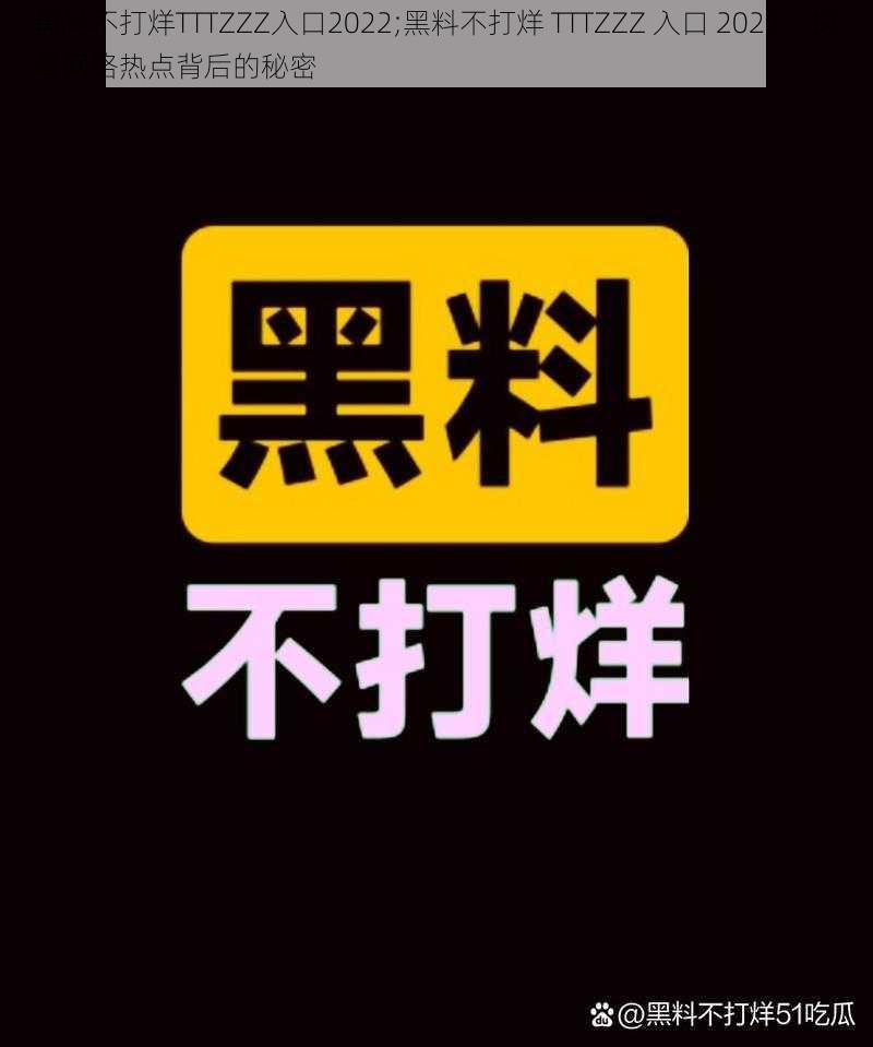 黑料不打烊TTTZZZ入口2022;黑料不打烊 TTTZZZ 入口 2022：探寻网络热点背后的秘密