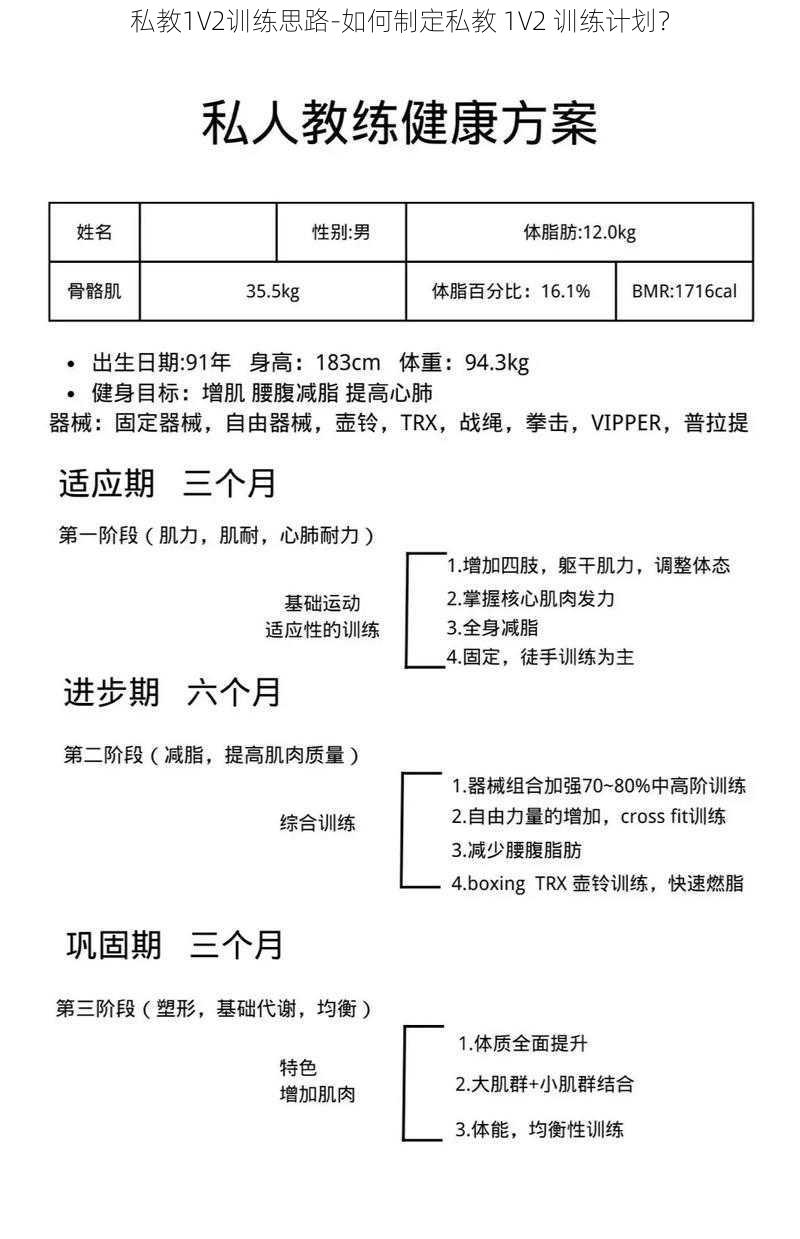 私教1V2训练思路-如何制定私教 1V2 训练计划？