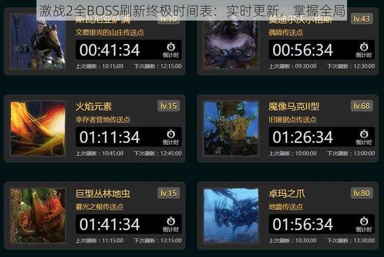 激战2全BOSS刷新终极时间表：实时更新，掌握全局
