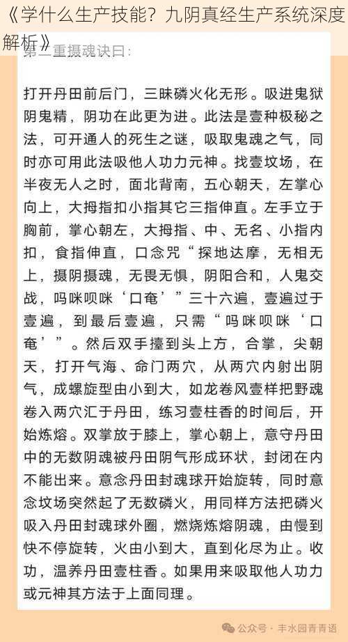 《学什么生产技能？九阴真经生产系统深度解析》