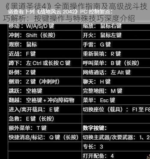 《黑道圣徒4》全面操作指南及高级战斗技巧解析：按键操作与特殊技巧深度介绍