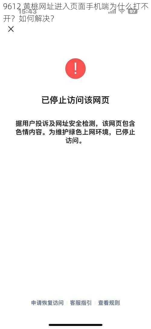 9612 黄桃网址进入页面手机端为什么打不开？如何解决？