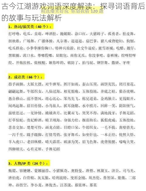 古今江湖游戏词语深度解读：探寻词语背后的故事与玩法解析