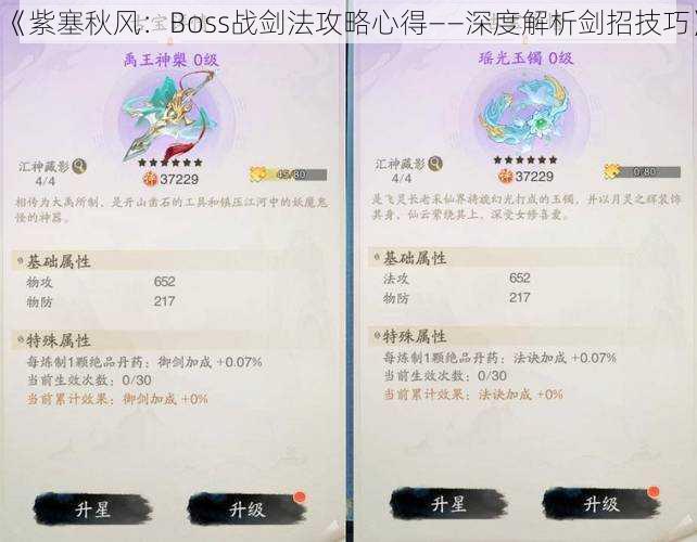 《紫塞秋风：Boss战剑法攻略心得——深度解析剑招技巧》