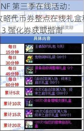 DNF 第三季在线活动：攻略代币券整点在线礼盒和 13 强化券获取指南