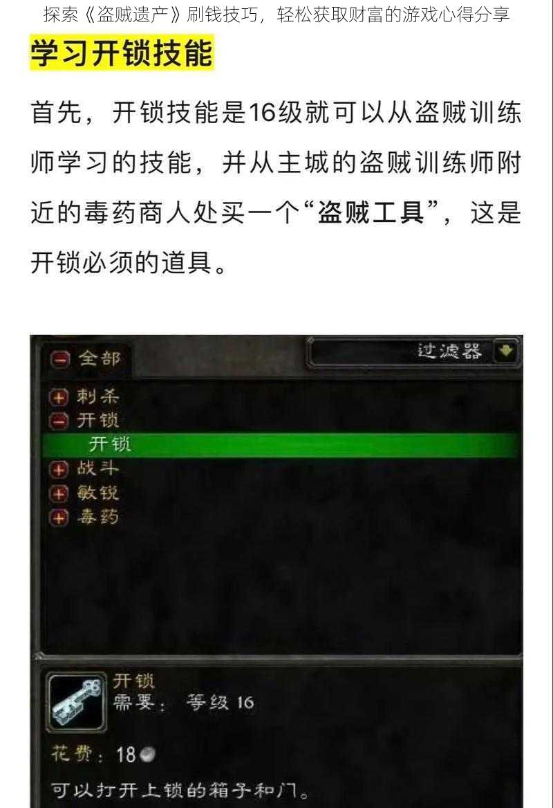 探索《盗贼遗产》刷钱技巧，轻松获取财富的游戏心得分享