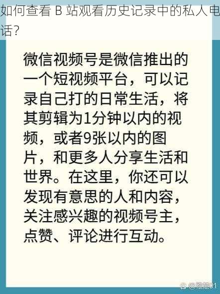 如何查看 B 站观看历史记录中的私人电话？