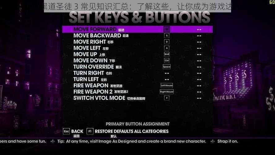 《黑道圣徒 3 常见知识汇总：了解这些，让你成为游戏达人》