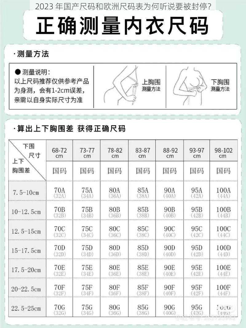 2023 年国产尺码和欧洲尺码表为何听说要被封停？