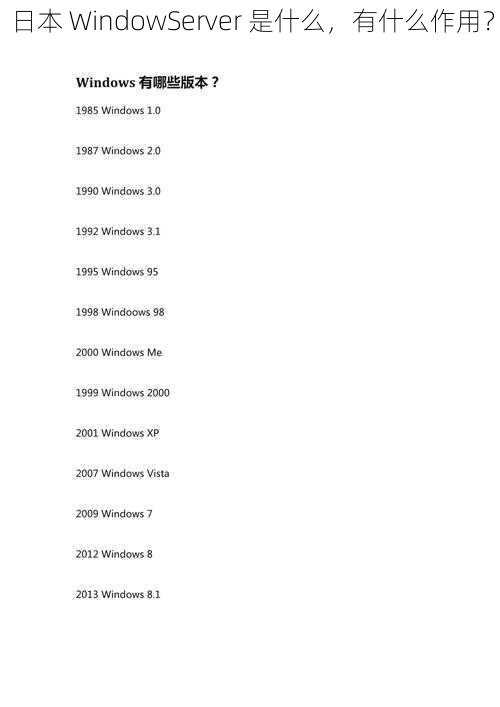 日本 WindowServer 是什么，有什么作用？