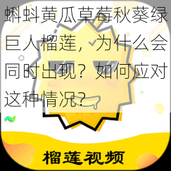 蝌蚪黄瓜草莓秋葵绿巨人榴莲，为什么会同时出现？如何应对这种情况？