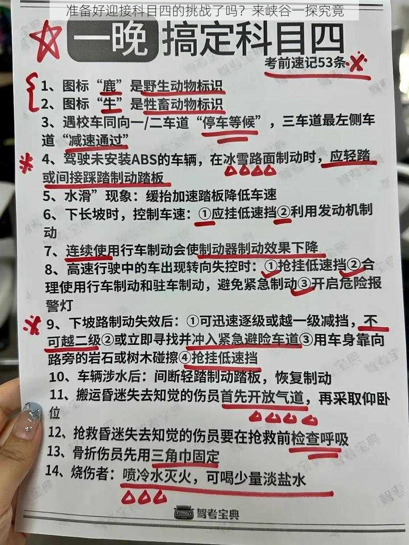 准备好迎接科目四的挑战了吗？来峡谷一探究竟