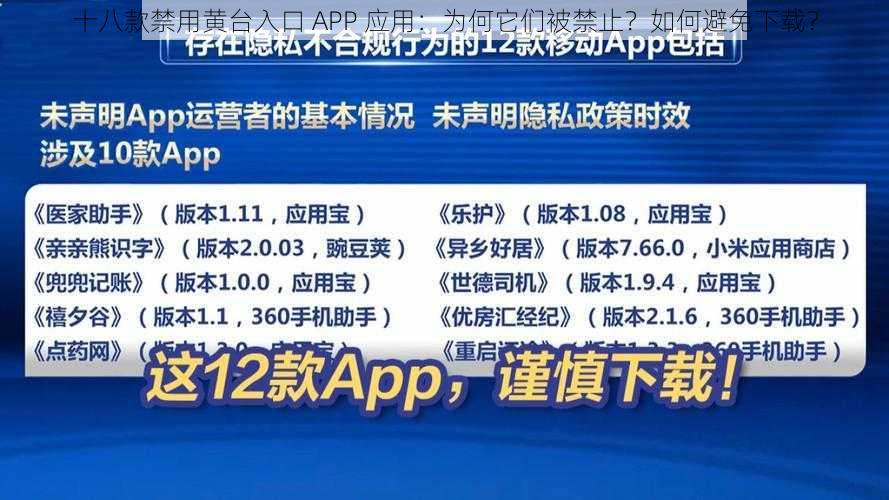 十八款禁用黄台入口 APP 应用：为何它们被禁止？如何避免下载？