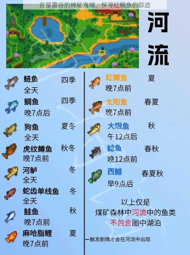 在星露谷的神秘海域，探寻红鲷鱼的踪迹